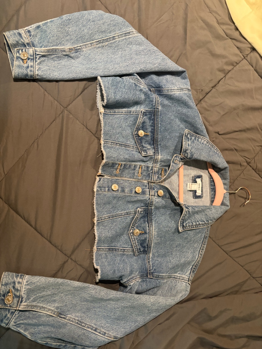 Forever 21 Light Blue Cropped Denim Jacket